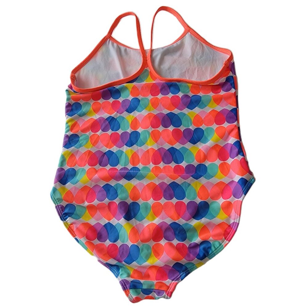 Wonder Nation Girls One Piece Swimsuit L 10/12 Multicolor Hearts - Picture 3 of 9